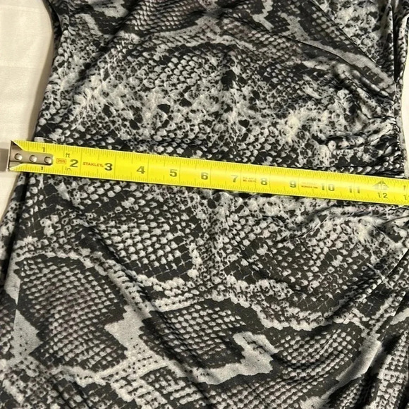 Vintage ,animal print dress, faux wrap,ruching,dark romantic,whimsigoth,event,EC - Picture 14 of 14